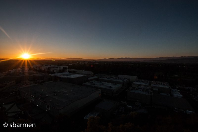Solnedgang over Universal Studios 'lower lot'